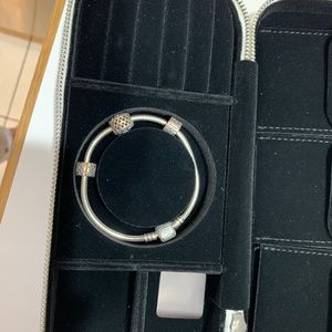Pandora bracelet, charms and gift box